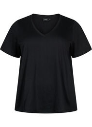 V-ringad bas t-shirt med korta ärmar, Black