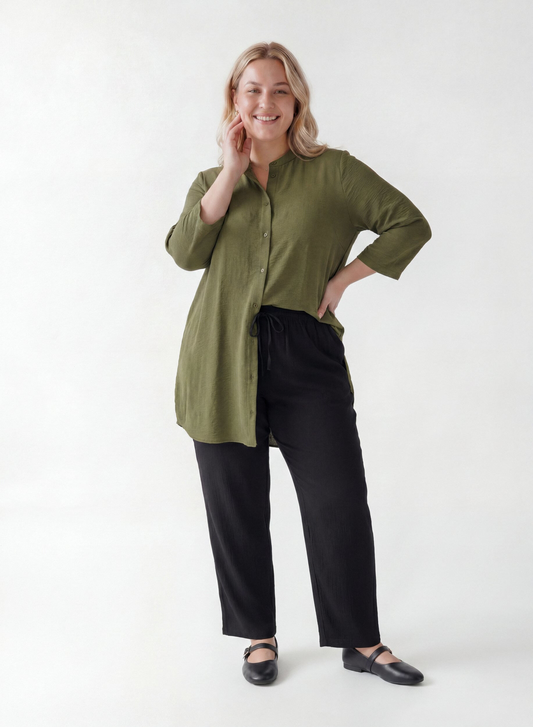 ZizziTunika med 3/4-&auml;rmar, Gr&ouml;n, Model image number 1