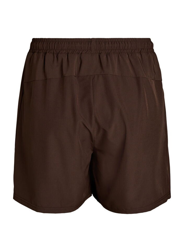 Tr&auml;ningsshorts med innershorts och en mobilficka, Brun, Packshot image number 1