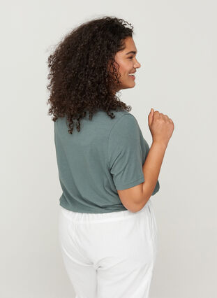 Kortärmad t-shirt med justerbar midja, Balsam Green, Model image number 1
