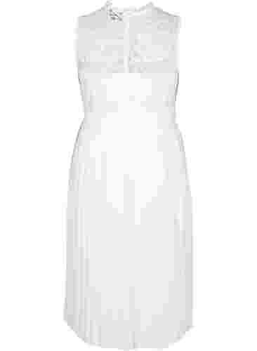 Ärmlös brudklänning med spets och plisserad kjol , Bright White, Packshot image number 1