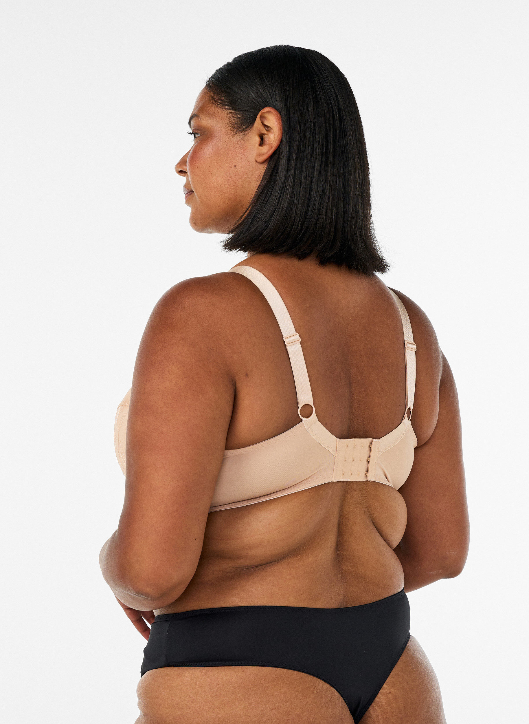 ZizziVadderad spets-BH med bygel, Beige, Model image number 2