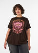 T-shirt i ekologisk bomull med tryck framtill, Brun, Model image number 0
