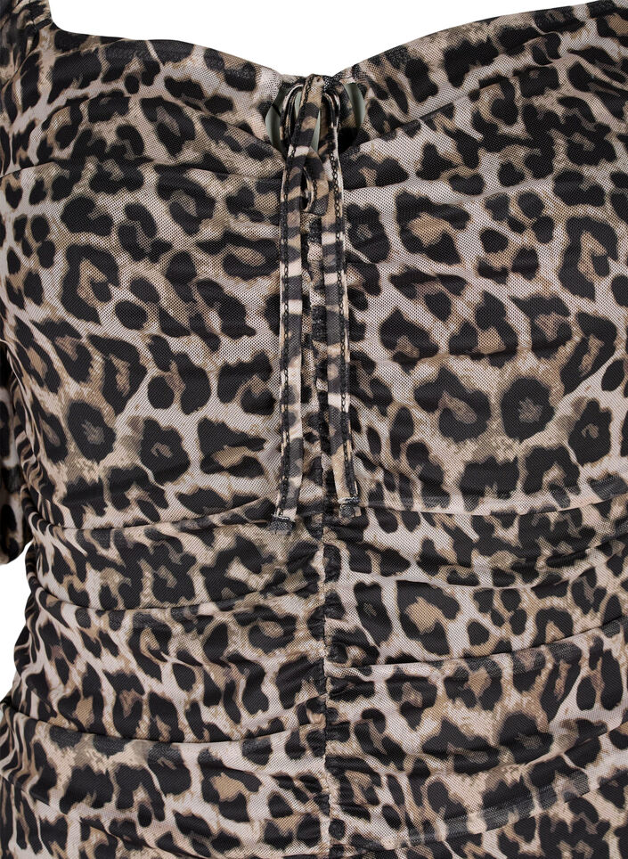 Kort klänning i mesh med leopardtryck, Leo, Packshot image number 2