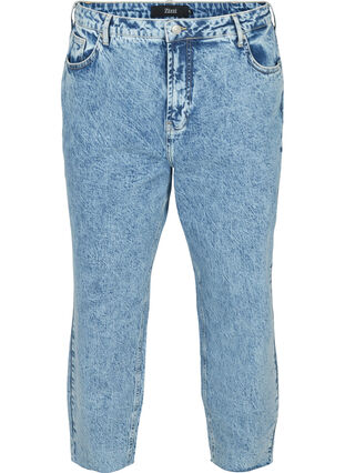 Mille mom fit jeans i bomull, Blue denim, Packshot image number 0