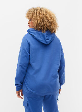 Sweatshirt med texttryck och huva, Dazzling Blue, Model image number 1