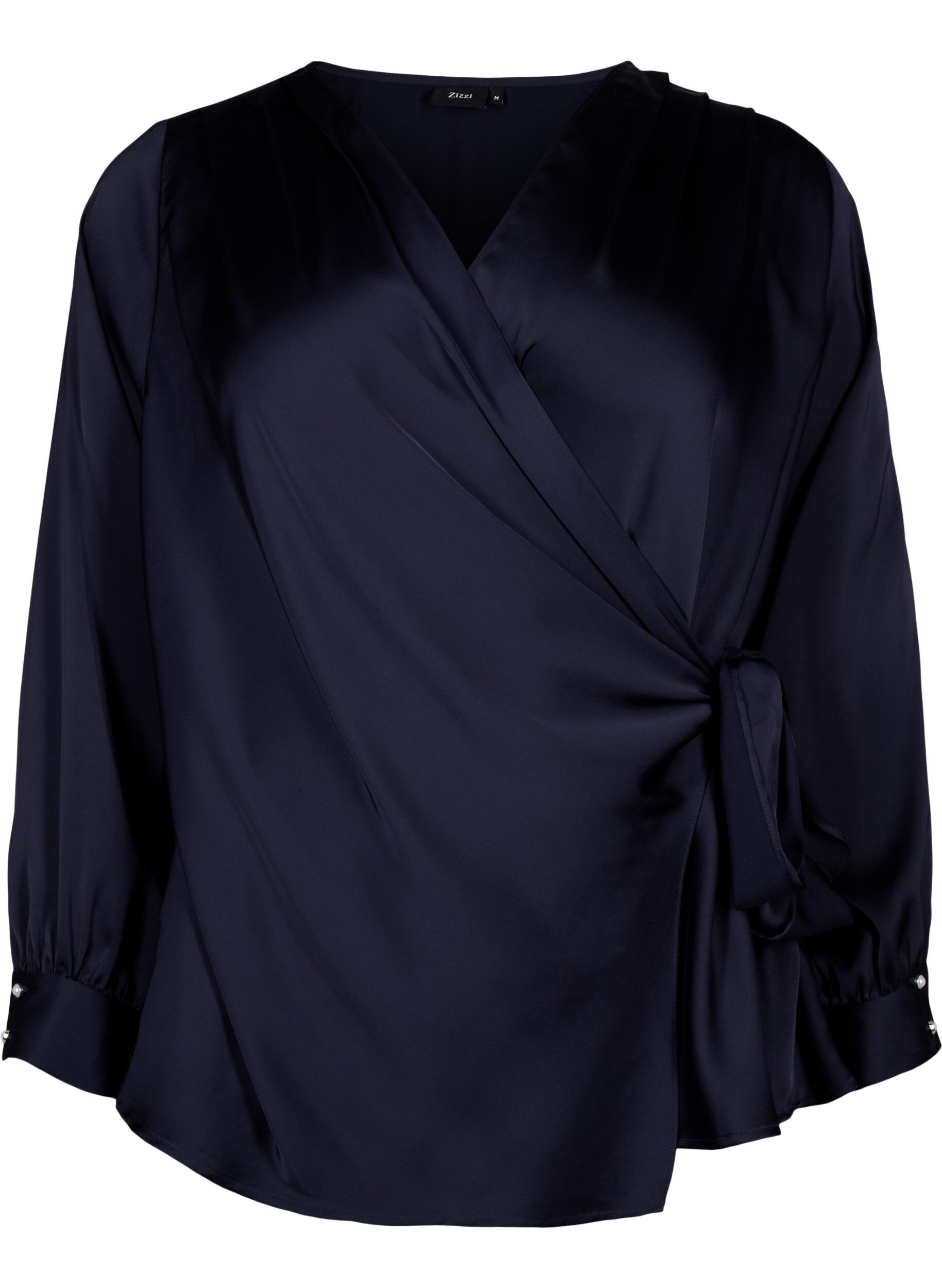 ZizziPartyblus i satin i omlottmodell, Night Sky, Packshot image number 0