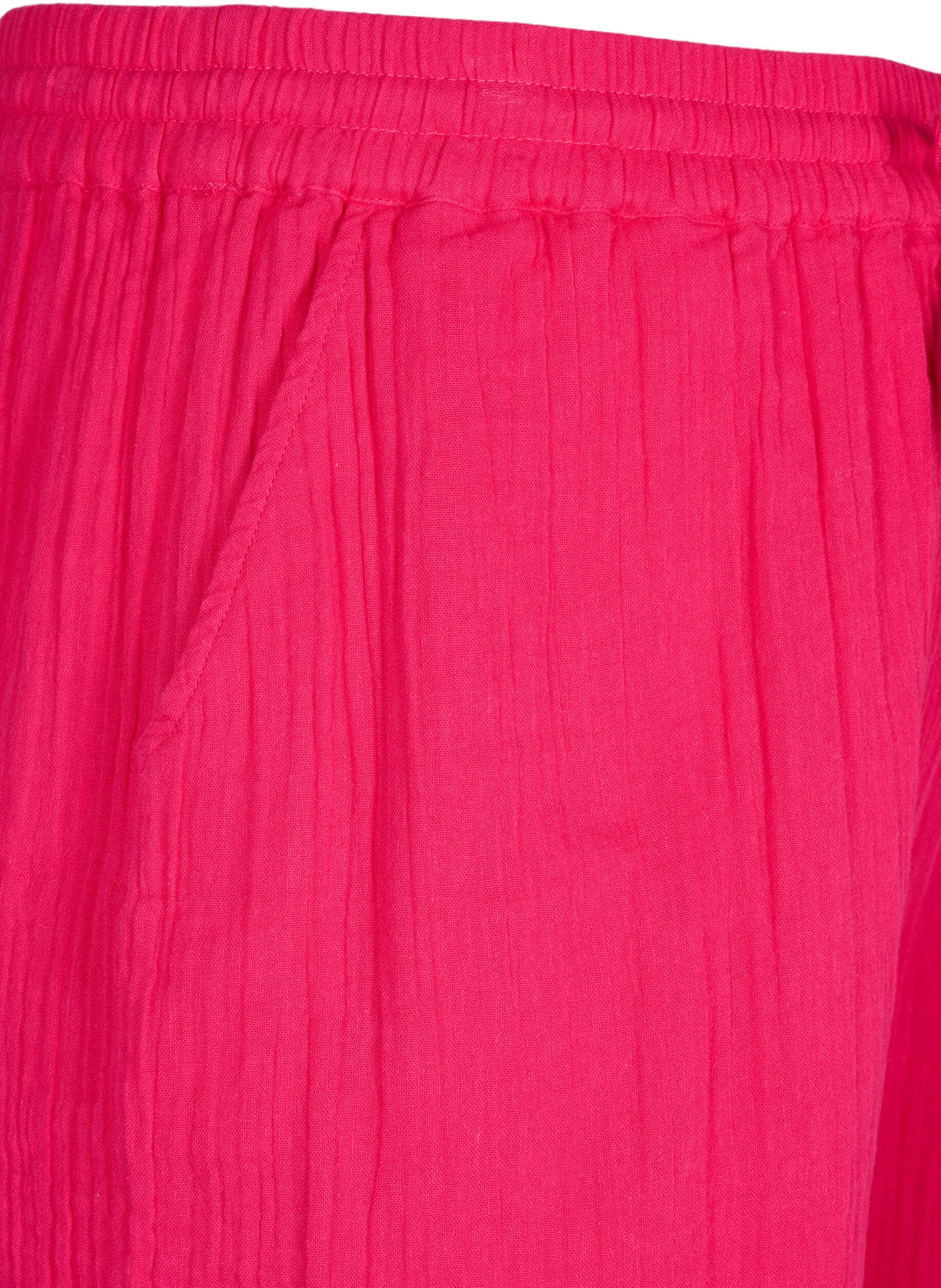 Zizzi Shorts i bomullsmuslin med fickor, Bright Rose, Packshot image number 2