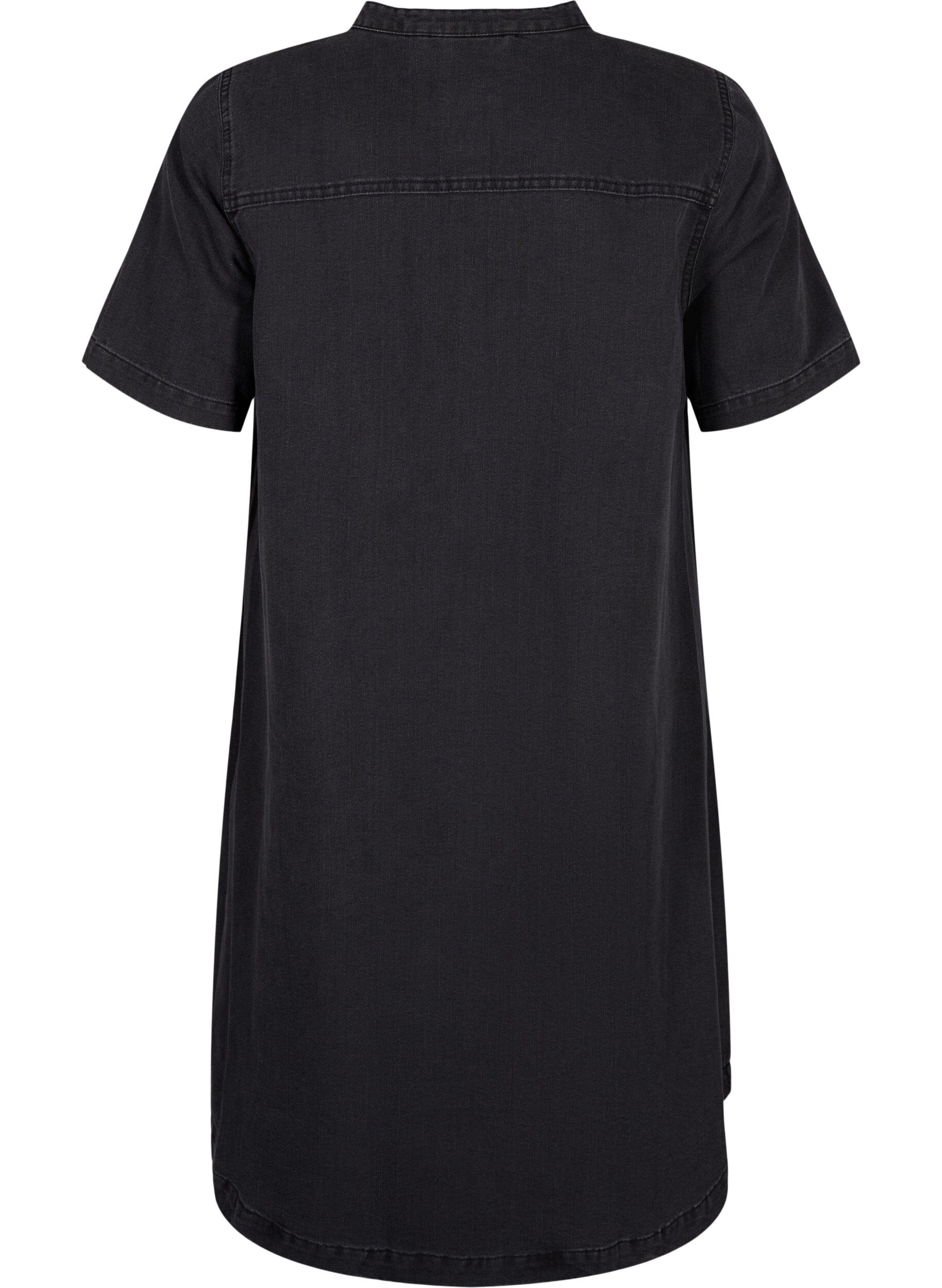 Zizzi A-formad denimkl&auml;nning med korta &auml;rmar, Grey Denim, Packshot image number 1