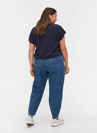 Pösiga jeans i bomull, Blue denim, Model image number 1