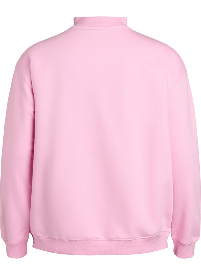 Sweatshirt med hög krage och långa ärmar, Rosa, Packshot image number 1