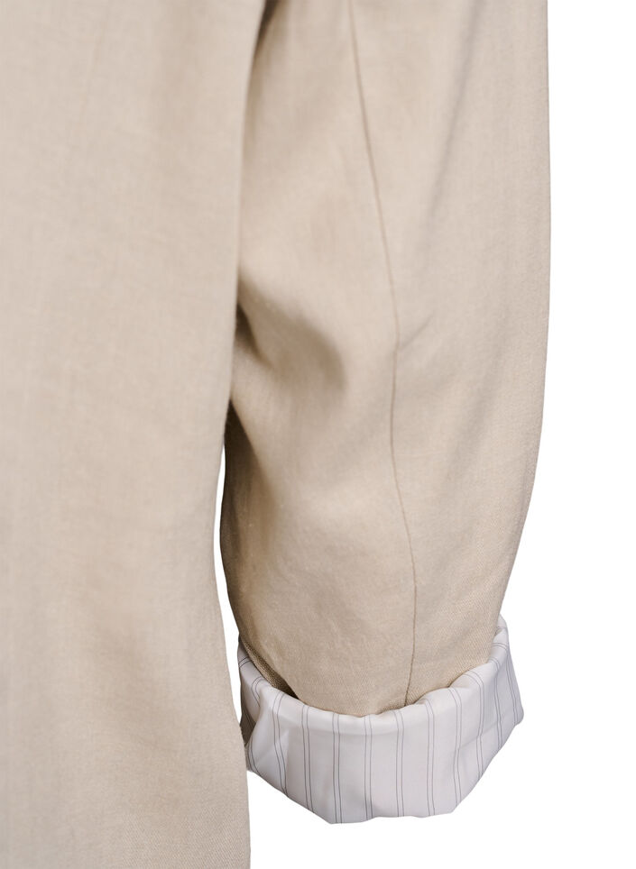 Blazer i linne och viskos med slag och fickor, Beige, Packshot image number 3