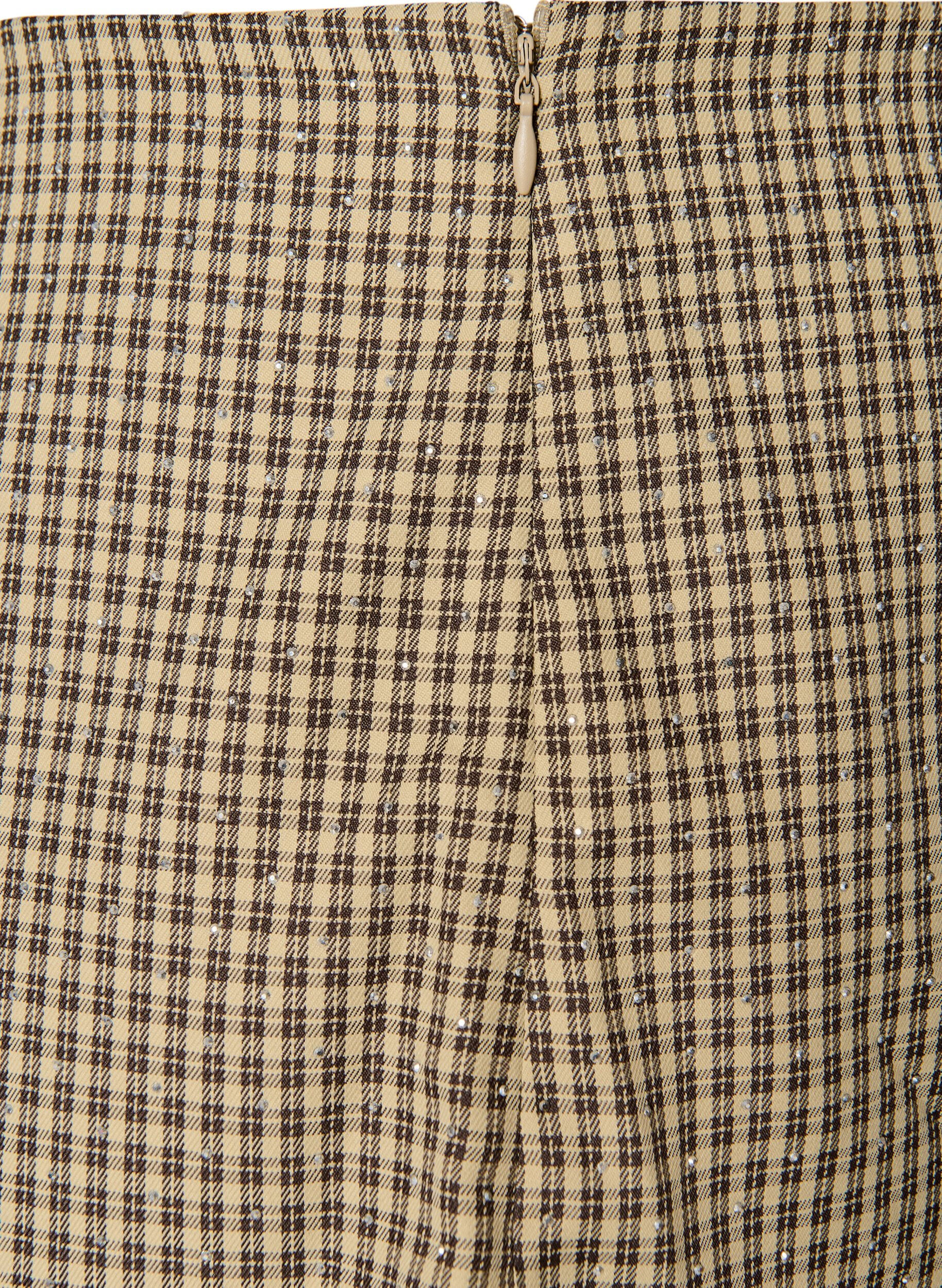 ZizziKjol med sm&aring;rutigt m&ouml;nster och strass, Brun, Packshot image number 3