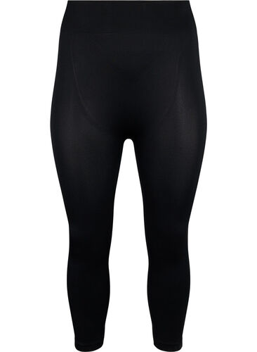Seamless leggings i 3/4-längd, Black, Packshot image number 0