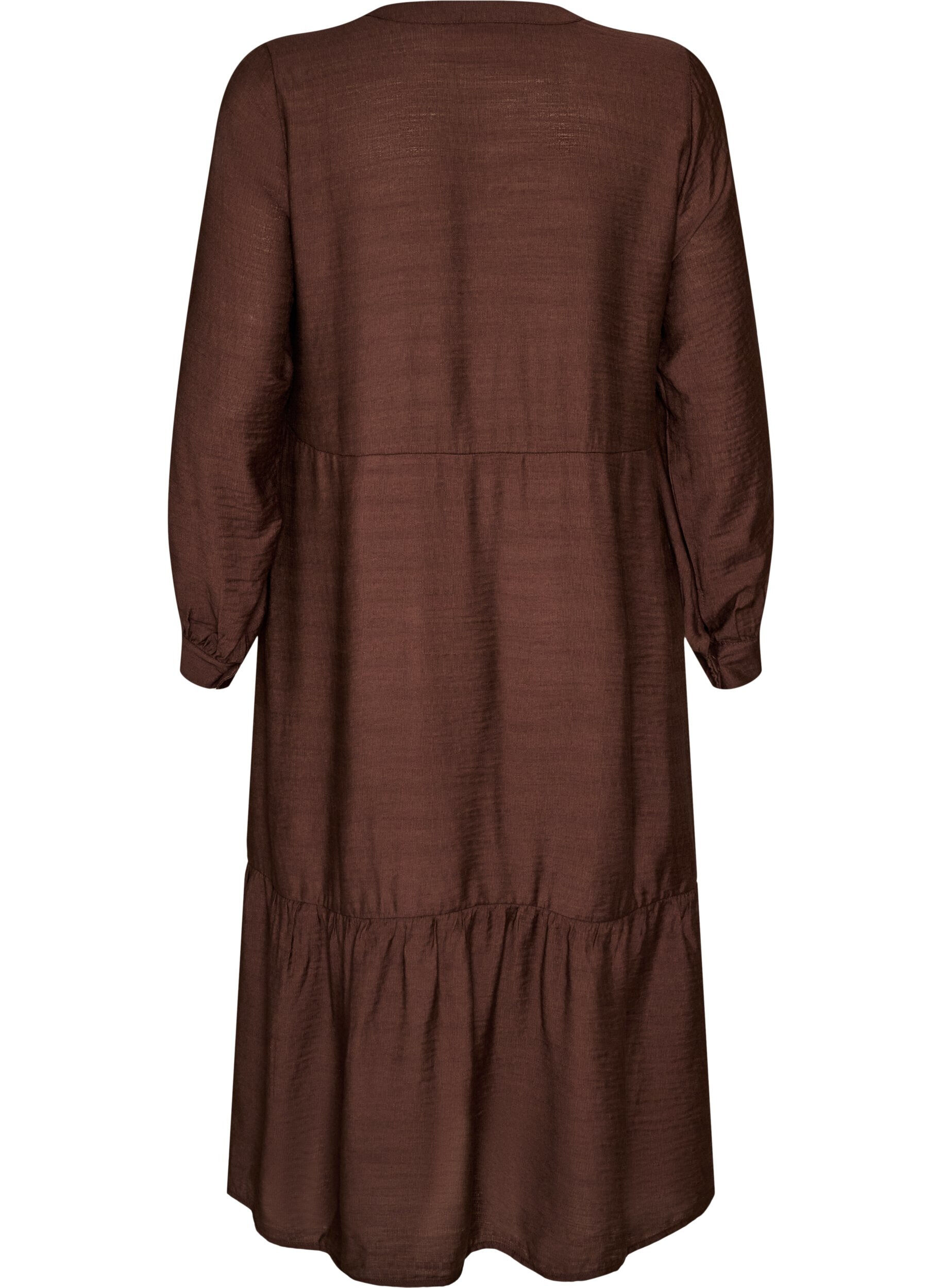ZizziKl&auml;nning i viskos med broderi och volanger i lager, Brun, Packshot image number 1