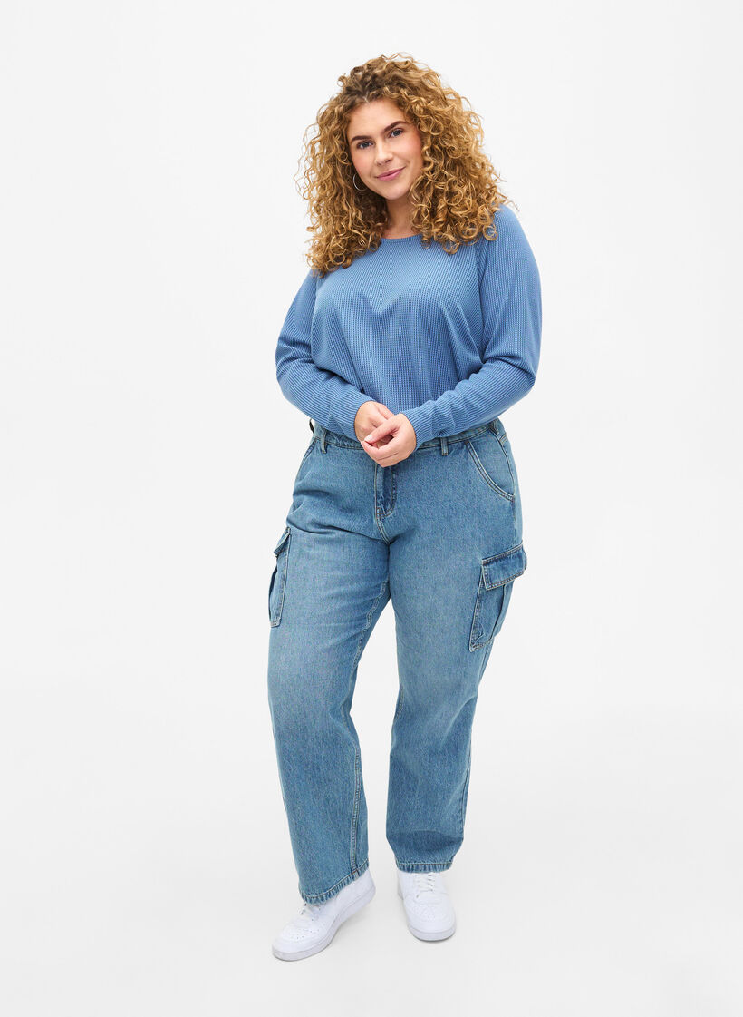 A-linjeformad blus med textur, Quiet Harbor, Model image number 2