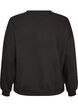 Sweatshirt med textmotiv i boucl&eacute;, Svart, Packshot image number 1