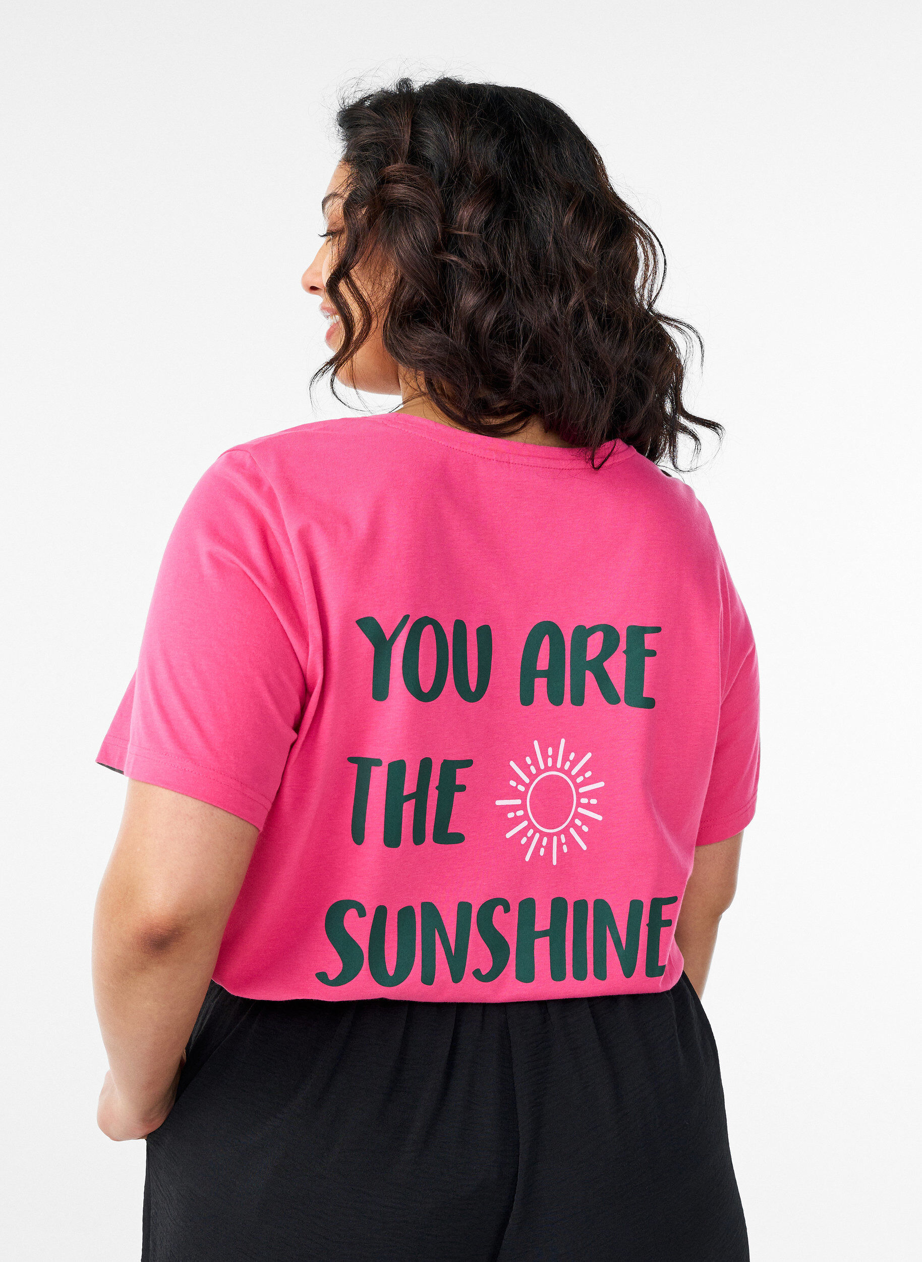 T-shirt med tryck, Rosa, Model