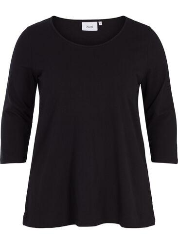 Bas t-shirt med 3/4 ärmar, Black, Packshot image number 0