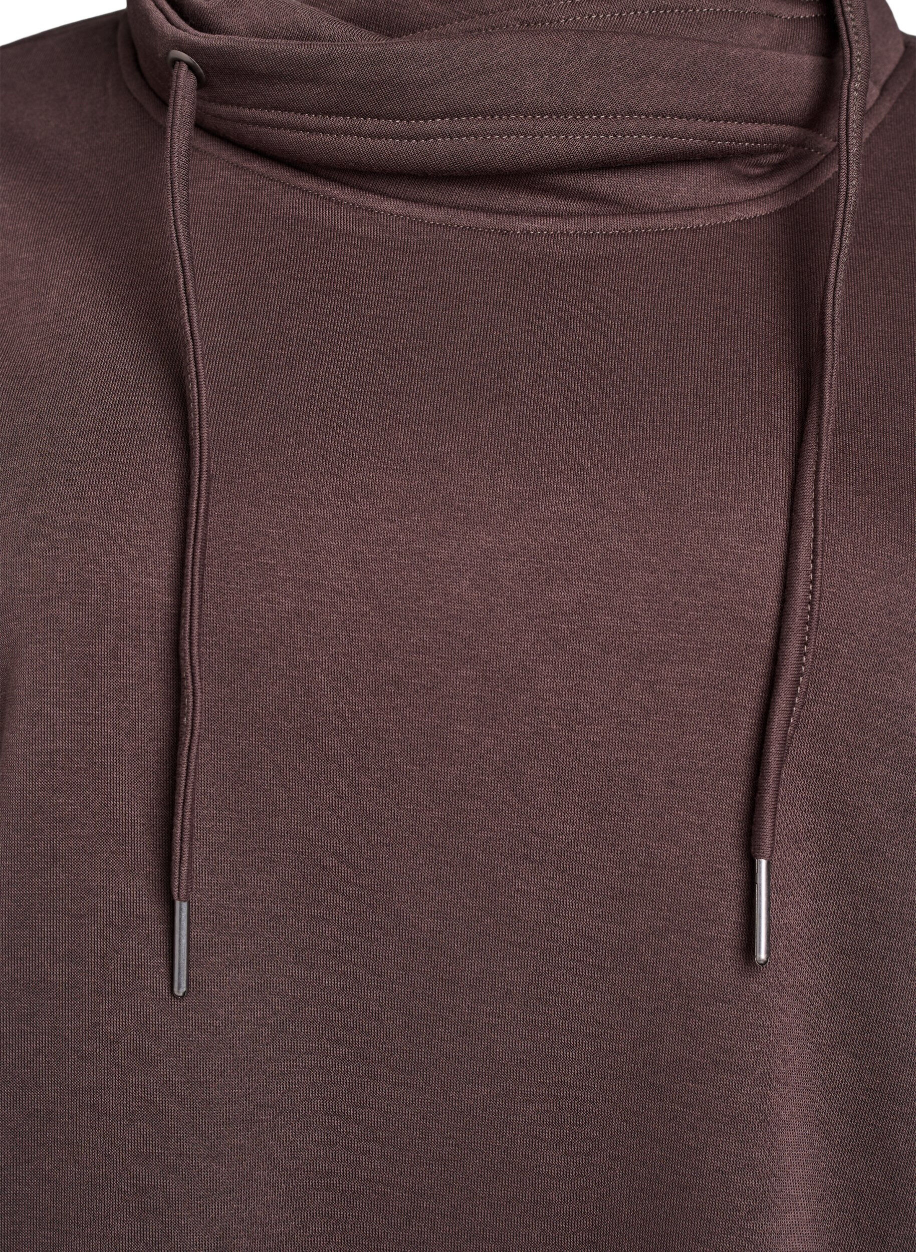 ZizziSweatshirt med h&ouml;g krage och fickor, Brun, Packshot image number 2