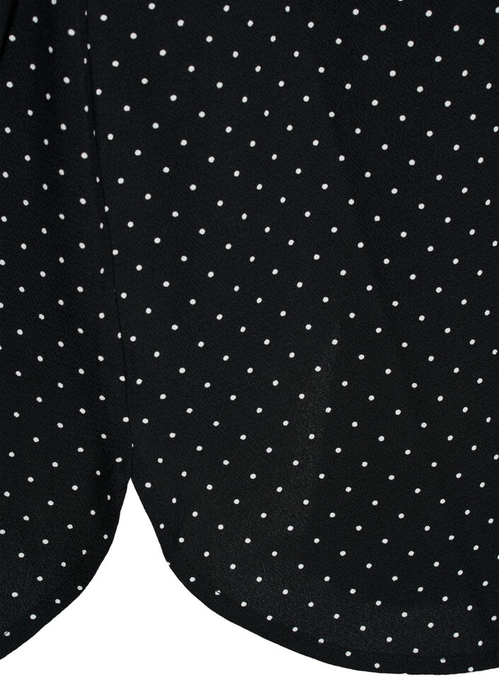 Mönstrad klänning med dragsko i midjan, Black Dot, Packshot image number 3