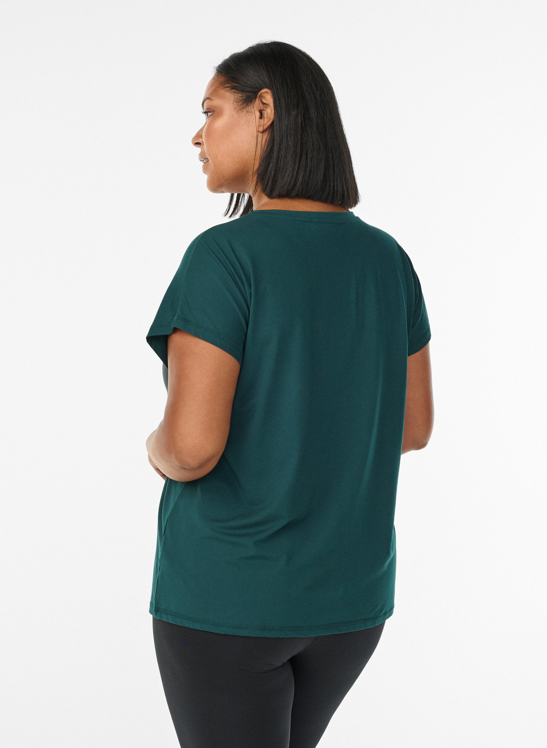 ZizziEnf&auml;rgad tr&auml;nings-T-shirt, Gr&ouml;n, Model image number 2