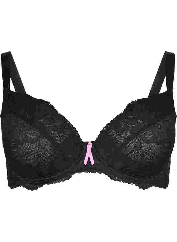 Support the breasts – spetsbh med bygel, Black, Packshot image number 0