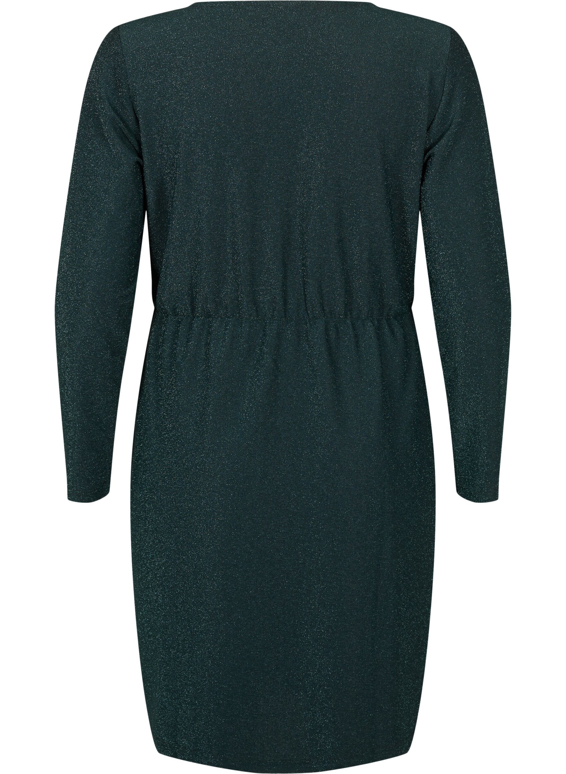 Zizzi Glitterkl&auml;nning med omlott och l&aring;nga &auml;rmar, Black Scarab, Packshot image number 1