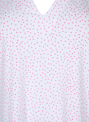 Bomulls t-shirt med prickar och v-ringning, B.White/S. Pink Dot, Packshot image number 2