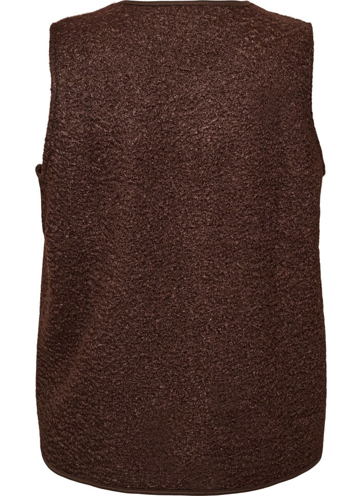 V&auml;st i fleece med tryckknappar och sidofickor, Brun, Packshot image number 1
