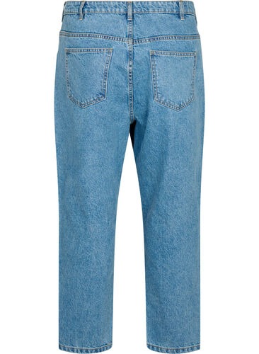 Ankellånga Gemma jeans med hög midja, Light blue denim, Packshot image number 1
