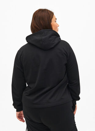 Huvtröja i sweatshirt-kvalitet, Black, Model image number 1