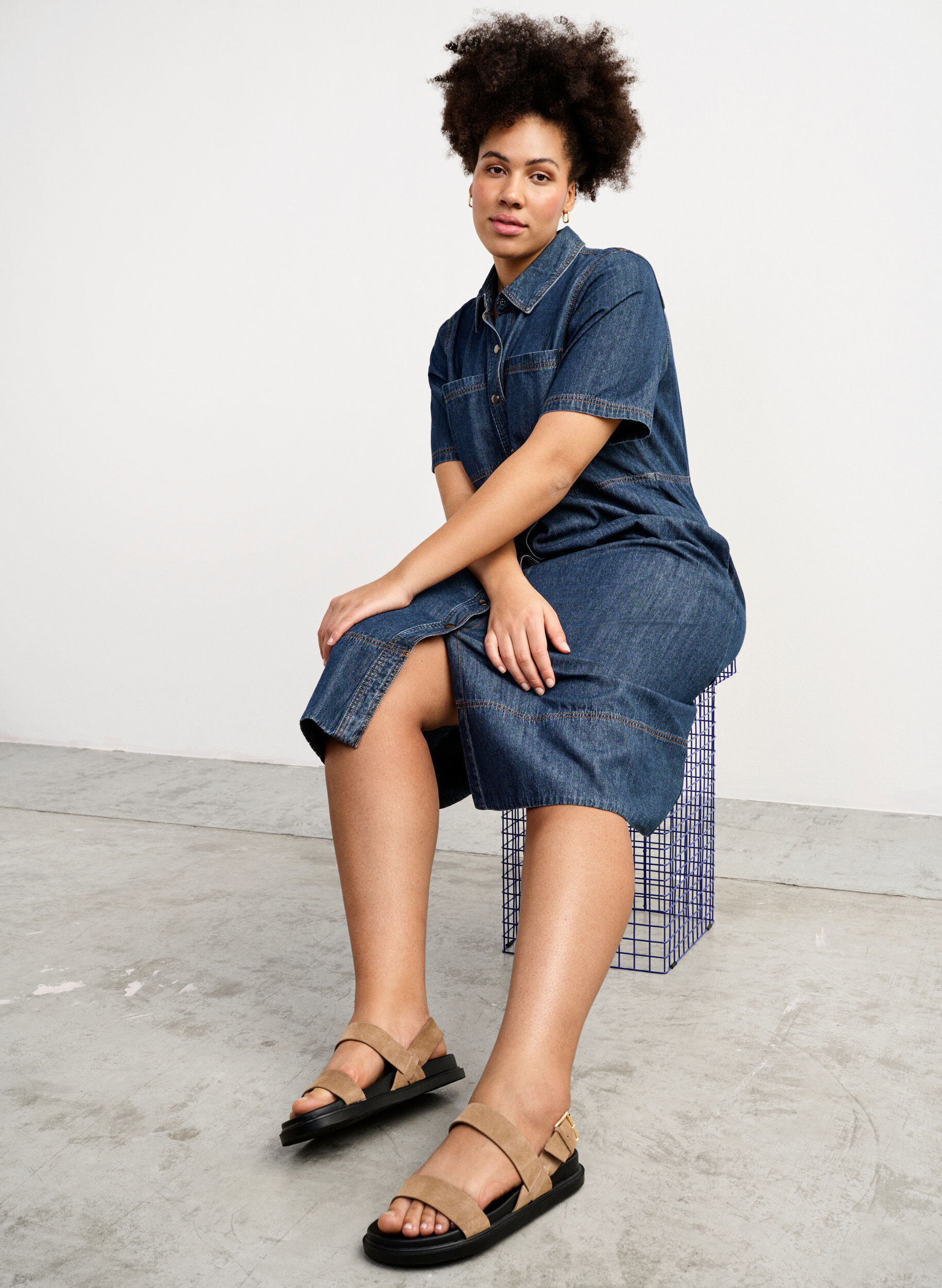 Zizzi Sandal med bred passform i mocka, Brown, Image image number 0