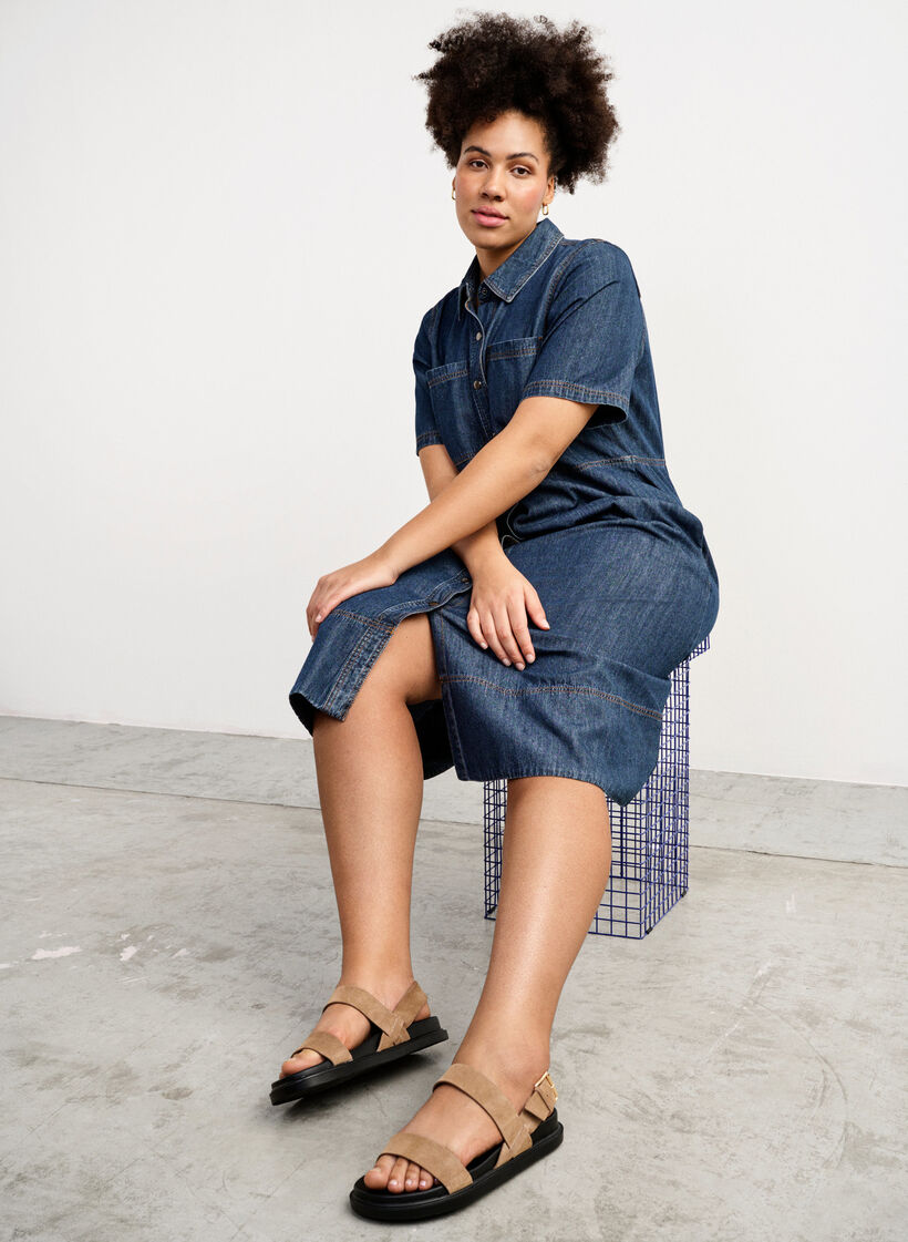 Sandal med bred passform i mocka, Brown, Image image number 0