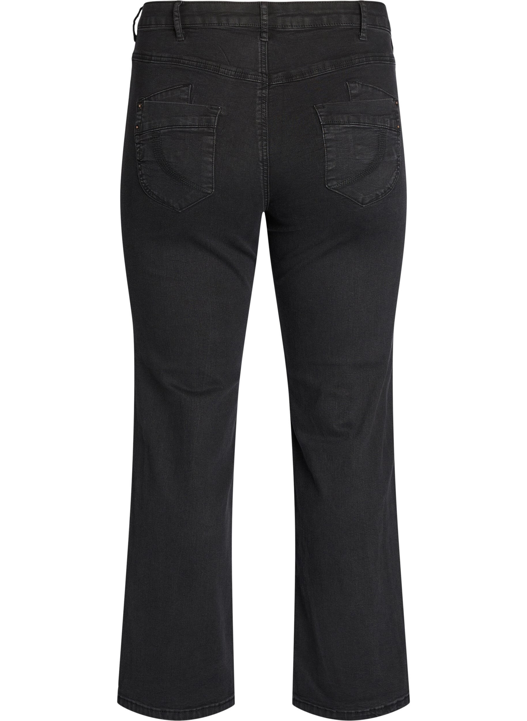 ZizziGemma-jeans med normal passform och h&ouml;g midja, Svart, Packshot image number 1