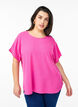 Blus med korta &auml;rmar och rund halsringning, Rosa, Model image number 0