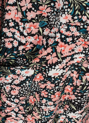 Kortärmad viskosklänning med mönster, Black/Coral Flower, Packshot image number 3
