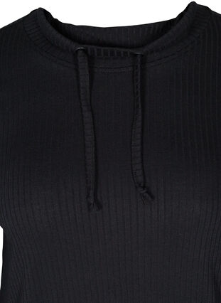 Långärmad blus med hög hals och snöre, Black, Packshot image number 2