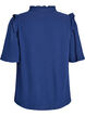 Blus i bomullsmuslin med broderie anglaise och 1/2-&auml;rm, Bl&aring;, Packshot image number 1