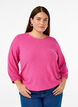 Blus med struktur och 3/4-&auml;rmar, Rosa, Model image number 0