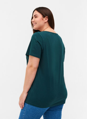 V-ringad t-shirt med meshdetaljer, Ponderosa Pine, Model image number 1