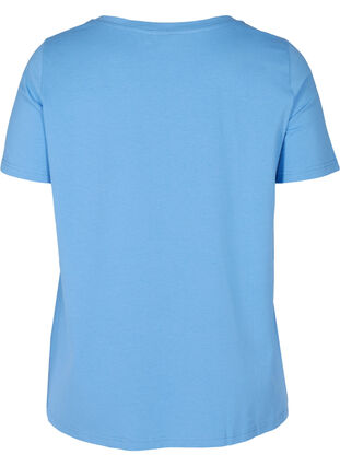 Kortärmad bomulls t-shirt med tryck, Ultramarine OPTIMISM, Packshot image number 1