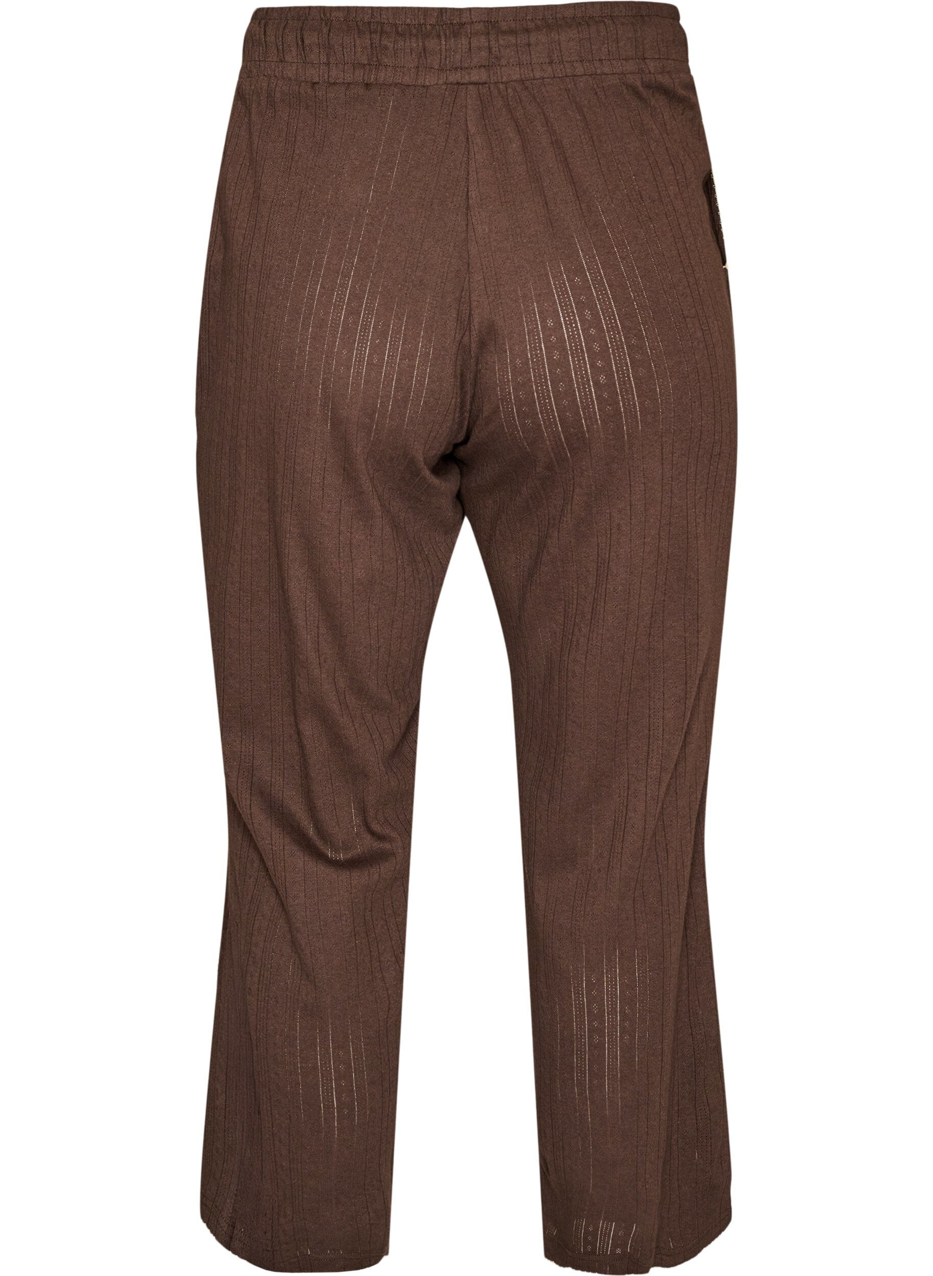 ZizziPyjamasbyxor i ekologisk bomull med h&aring;lbroderi, Brun, Packshot image number 1