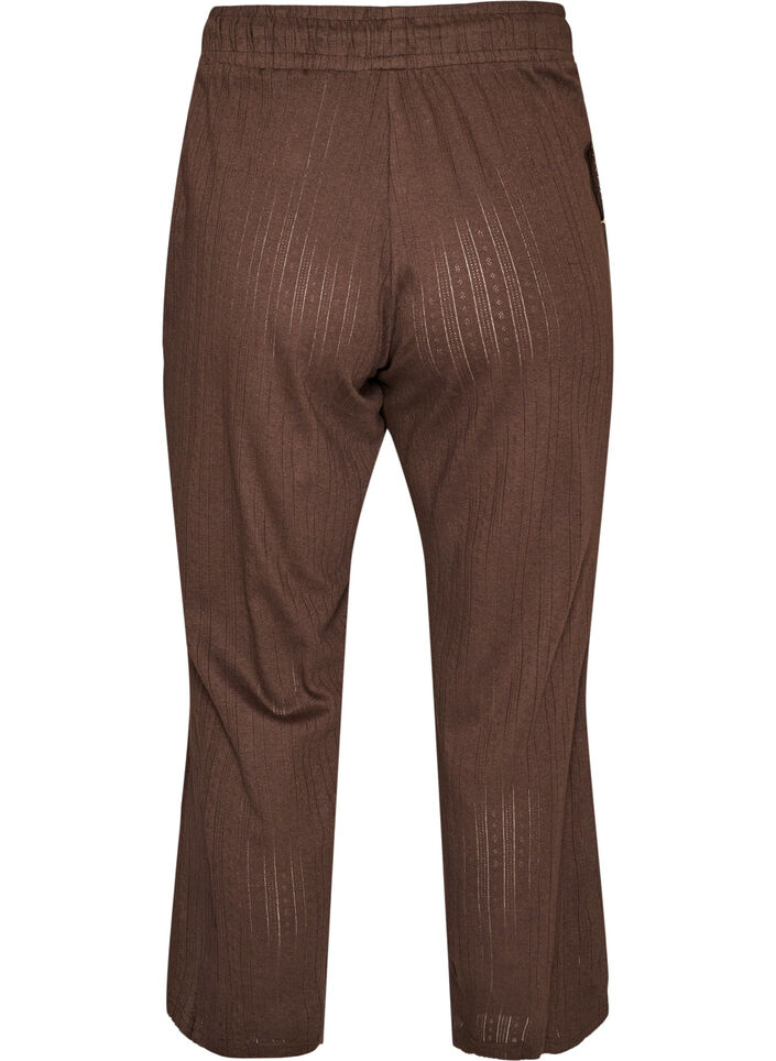 Pyjamasbyxor i ekologisk bomull med h&aring;lbroderi, Brun, Packshot image number 1