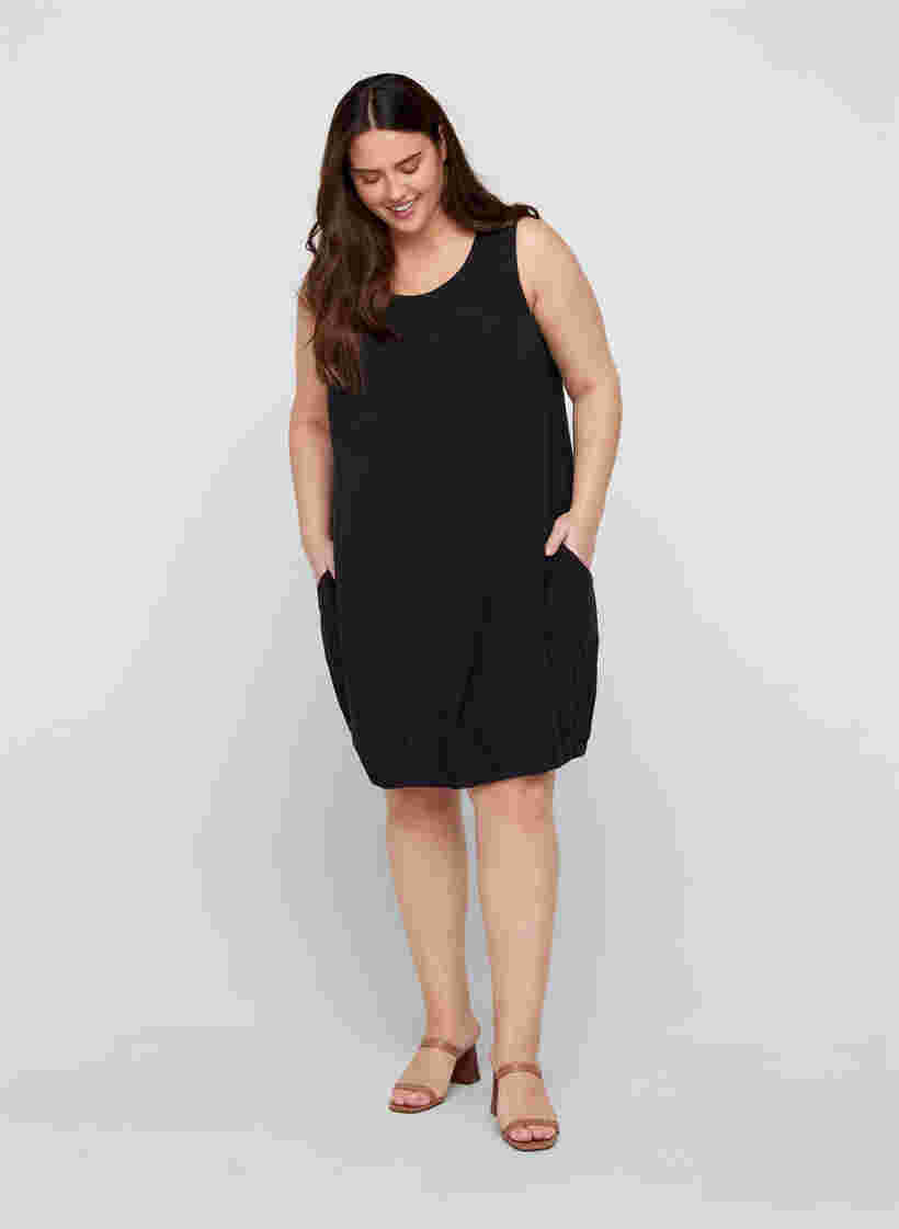 Ärmlös klänning i bomull, Black, Model image number 2