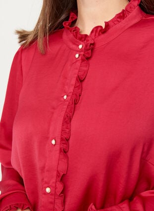 Långärmad skjorta med volanger, Cerise, Model image number 2