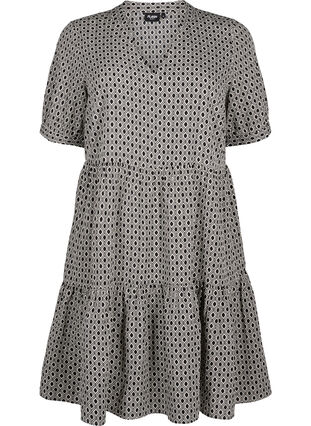 FLASH - A-linjeformad klänning med tryck, Black White Graphic, Packshot image number 0