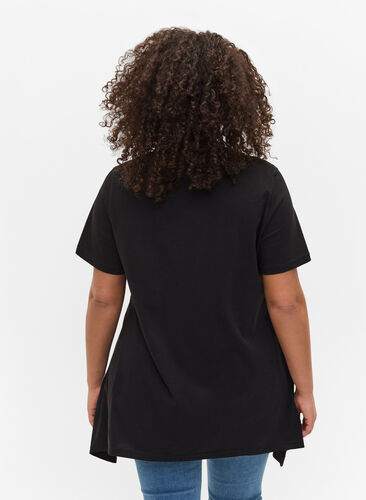 A-linjeformad t-shirt i bomull, Black FIERCE, Model image number 1