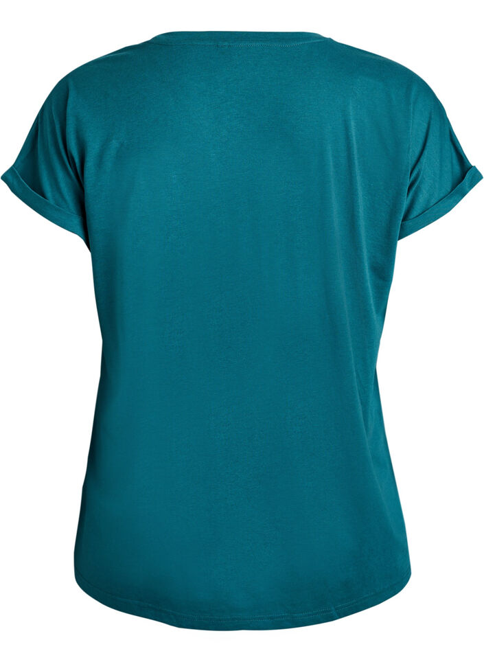 Kort&auml;rmad t-shirt i bomullsmix, Gr&ouml;n, Packshot image number 1