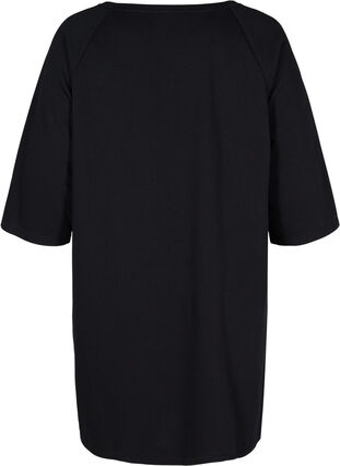 Sweatklänning med 3/4 ärmar och fickor, Black, Packshot image number 1